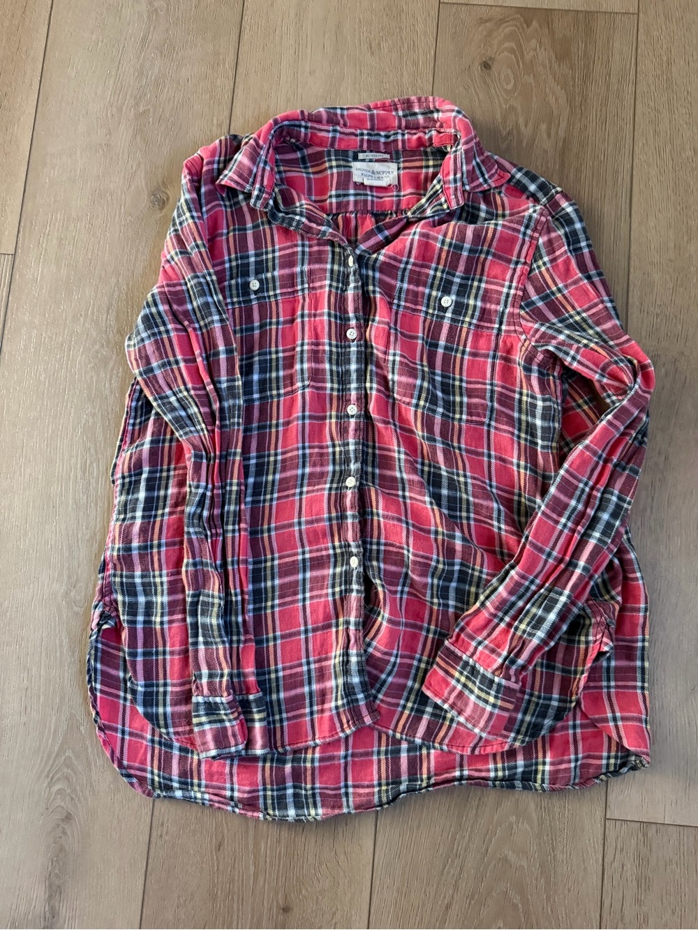 Red Plaid Button-Down Shirt